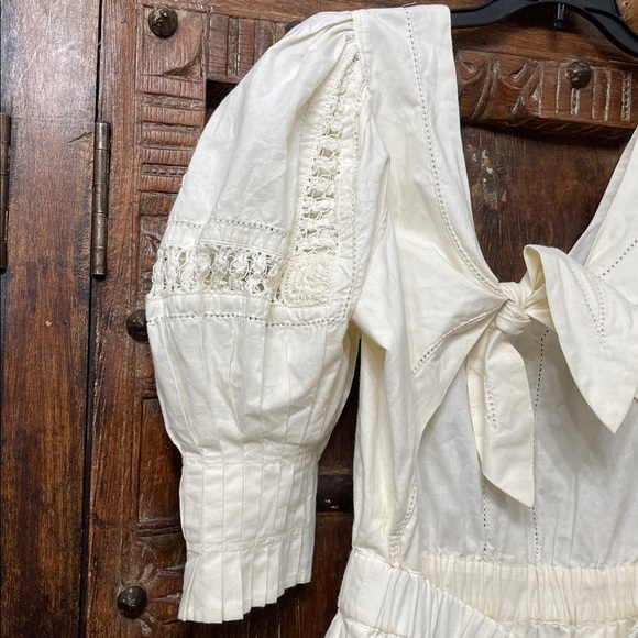 Sea NY Thora Thread Pull Romper In Cream Cotton Size 6 - Picture 6 of 13